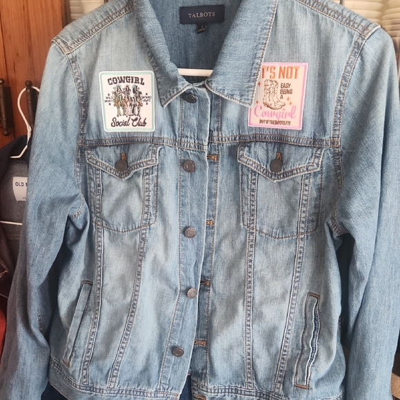 Talbots Jackets & Blazers - Talbots Light Blue Denim Jacket with Fun Patches